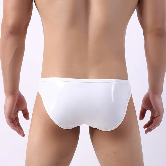 Mens Sexy Underwear Penis Erotic Faux Leather Briefs Open Crotch Pouch U… - Picture 3 of 3